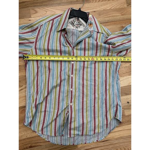Robert Graham Rainbow Stripe Flip Cuff Button Up Shirt Men's Large L Exclusive - Picture 10 of 12